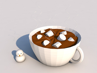 Hot Chocolate art chocolate cute food hot chocolate illustration low poly art marshmallow snowman