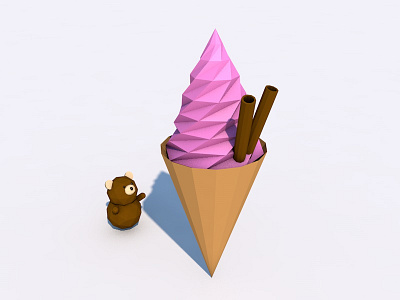 Guess who wants ice cream? art bear cute food foodporn ice cream illustration low poly art lowpolyart
