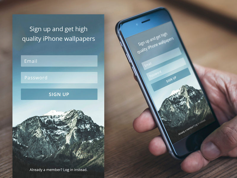 DailyUI Challenge #001: Sign Up mobile app design webdesign mockup login app ui interface iphone sign up