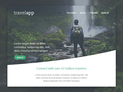 DailyUI Challenge #003: Landing Page above the fold dailyui gren interface landing page nature travel ux webdesign website