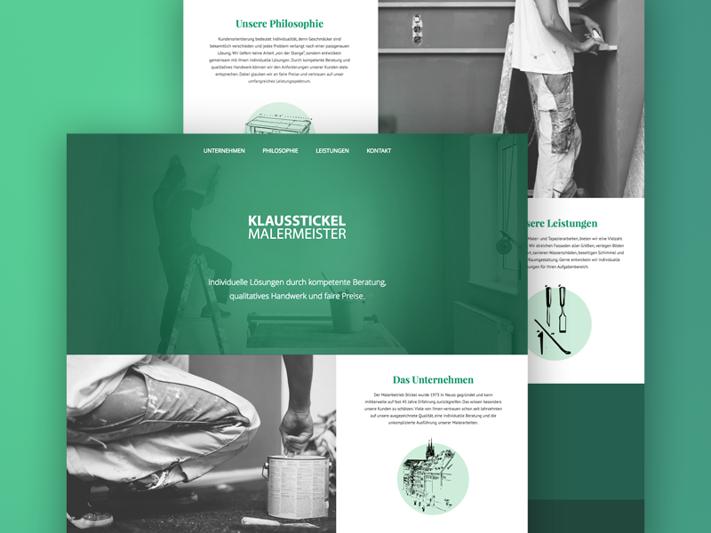 Painting Company Webdesign onepage minimal clean illustration green white black website web ui webdesign painting