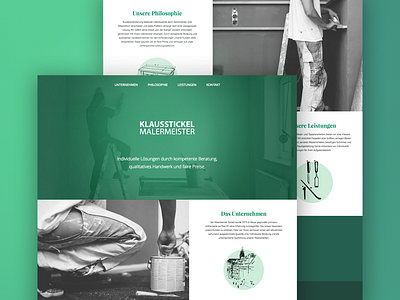 Painting Company Webdesign black clean green illustration minimal onepage painting ui web webdesign website white