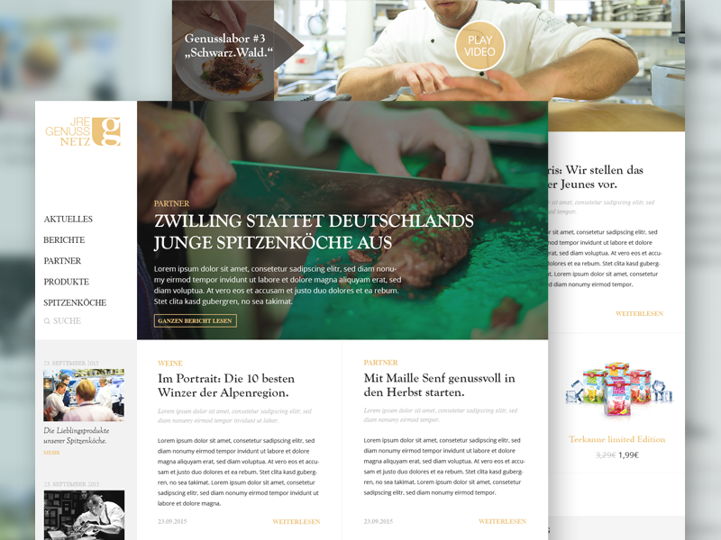 JRE Magazine and Blog Interface Design news food blog network magazine cooking interface webdesign ux ui