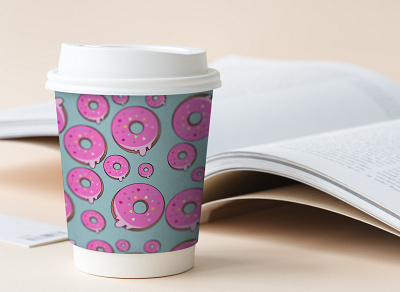 Coffee cup label design donut label package product