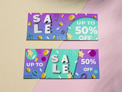 Sale voucher template. Doscount coupon 3d banner branding coupon graphic design promotion sale ui voucher