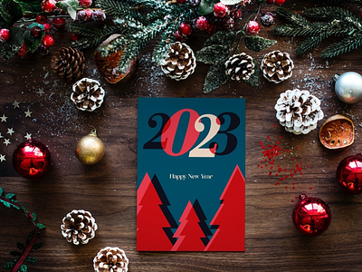 Christmas greetings card. Template. 2023