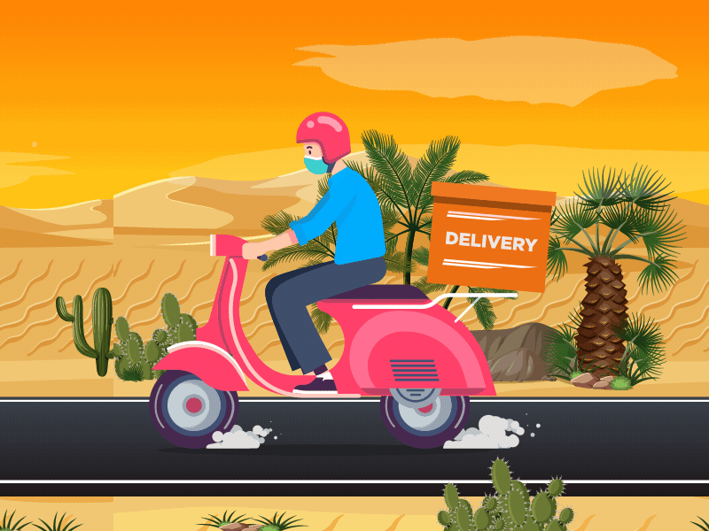 Scooter Animation after effects animate animation branding delivery design graphic design illustration logo mask motion design motion graphics online order shipping shop ui