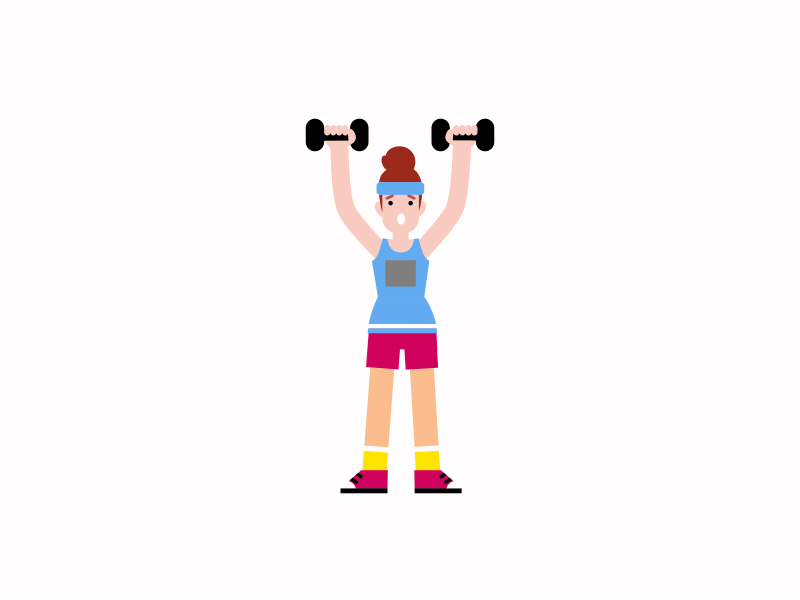 The Dumbbell Animation after effects animate animation branding character design dumbbell exercise fitness girl graphic design gym illustration logo motion design motion graphics rigging right ui woman