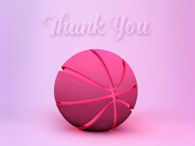 Thank You 3d ball debut dribbble first shot light pink thank you