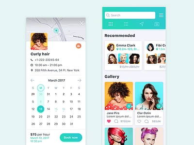 App for hairdresser app book gallery social ui ux