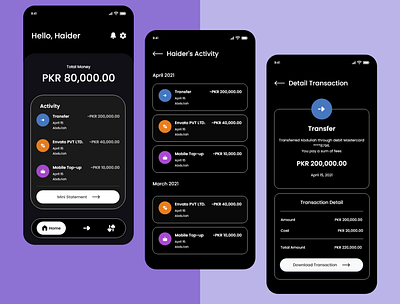 Fintech Application - Dark mode appdesign design fintech ui ux