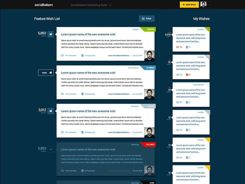 Socialbakers WishList awesome clean colors design interface nice popular product project socialbakers ui wishlist