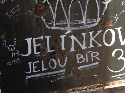 Jelínkovo jelou bír (Jelínkovou yellow beer) chalk draw hand jelínkovo yellow beer made