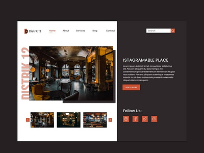 Distrik 12 Café app cafe coffee graphic design landing page ui ux web web design