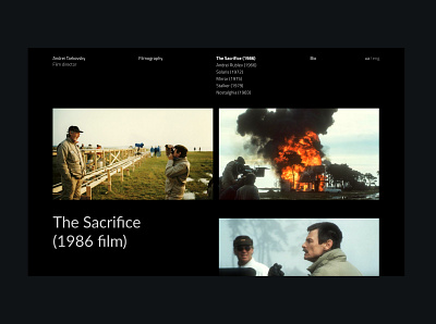 Andrei Tarkovsky «The Sacrifice » (1986 film) cinema clean culture design minimal tarkovsky typography ui web design website whitespace