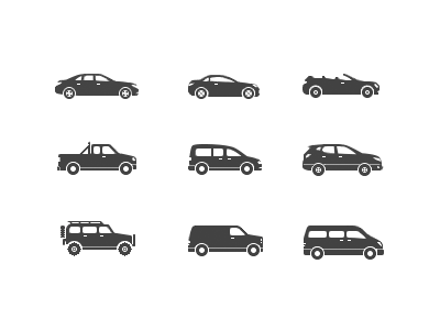 Icon set car body styles