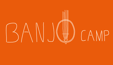 banjo camp banjo camp flame line mark poster type typography white