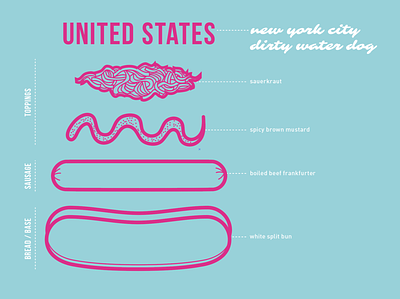 NYC Hot Dog illustration infographic layout vector
