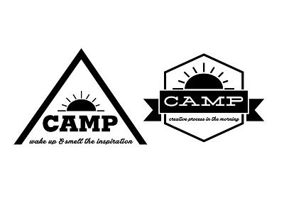 CAMP Tent + Badge Mark Exploration logo typography