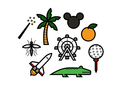 Orlando Icon Set design florida graphic design icon illustration lines orlando symbol
