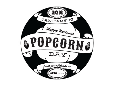 Popcorn Day Sticker BW Digital Drawing