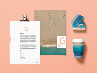 G barcelona brand branding corporative desing lleida minimal mockup sea