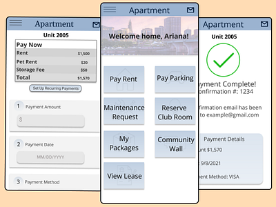 Apartment Portal app figma mobileapp mobiledesign onlinepayment payment rent uidesign uxdesign