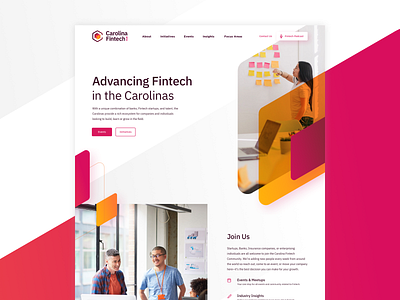 Carolina Fintech Hub Homepage angles clean app fintech interface modern orange pink ui ux website