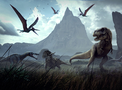 Epic Fantasy Dinosaur world graphic design