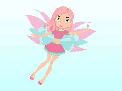 Cute fairy girl children fairy fairytale girl graphic illustration vector