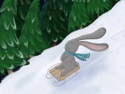 winter fun childrenillustration illustration procreate rabbit snow winter winterholidays