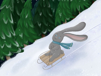 winter fun childrenillustration illustration procreate rabbit snow winter winterholidays