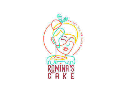 ROMINA'S CAKE ART art branding cake cakeshop character colors design illustration lines logo pastry vector