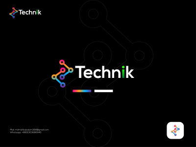 Technik modern 3d logo mark