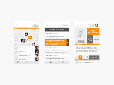 Birthday App UI app apple birthday flat ios7 iphone orange ui