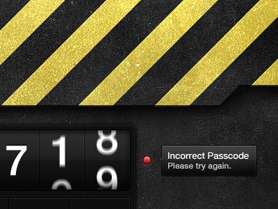 Passcode black and yellow construction grunge industrial ipad keypad metal passcode stripes ui