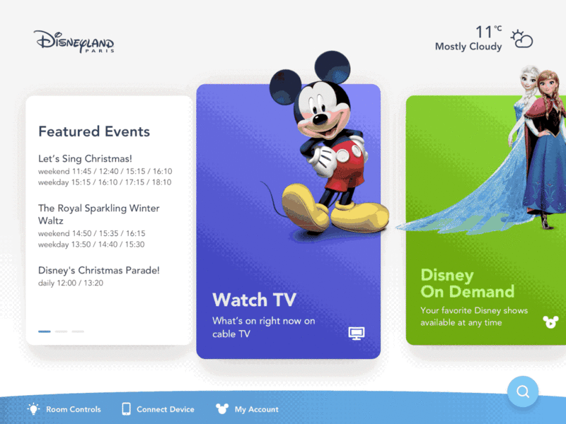 Disney App Menu animation cards ipad marvel menu pixar ui ux