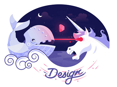 Design Inc. 404 Page design illustration laser lettering twitter unicorn water whale