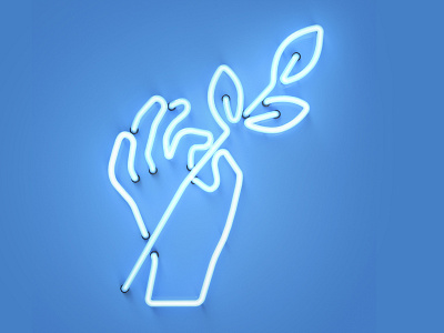 Giving hand Neon hand illustration neon