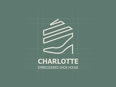 Charlotte Logo branding concept design embroider embroidery flat house house icon icon illustration logo shoe shoes thread type vector