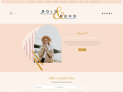 Bold and Boho Feminine Website Template For Small Business