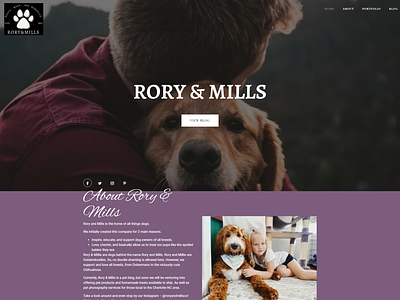 Rory and Mills Pet Photography Website feminine photographer website motivation pet photography website