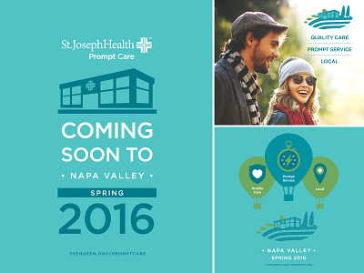 St. Joseph Prompt Care - Window Cling blue care coming soon green hot air balloons icons lifestyle napa valley prompt teal urgent care vector