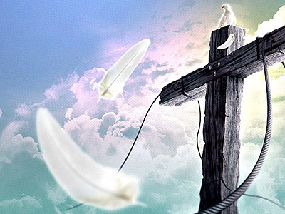 Cross artwork christ christian clouds cross digital dove feather holy jesus spirit