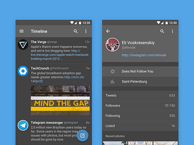 Tweetbot for Android android app flat interface lollipop material tweetbot twitter ui ux