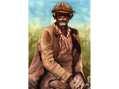 Watercolor - Brazilian Northeast Cowboy illustration watercolor