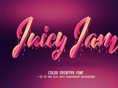 Juicy Jam – Color Bitmap Font 3d animation app branding brushes bundle collection design font graphic design icon illustration logo motion graphics photoshop serif ui ux vector watercolor