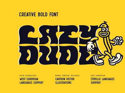 Lazy Dude - font and illustrations 3d animation app branding design graphic design icon illustration logo motion graphics ui