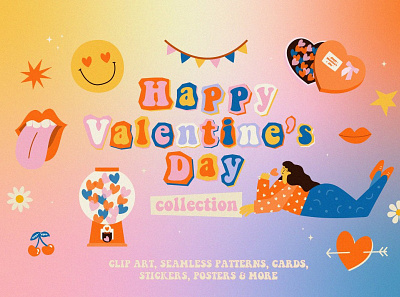 Retro Valentine's day collection 3d animation app branding design graphic design icon illustration logo motion graphics ui
