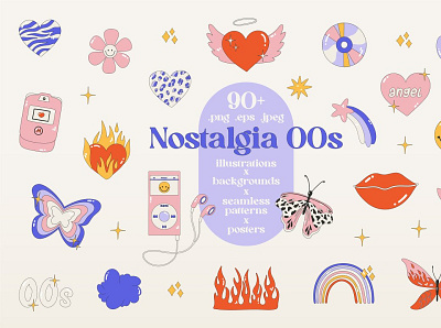 Nostalgia 00s | Graphics & patterns 3d animation app branding design graphic design icon illustration logo motion graphics nostalgia ui